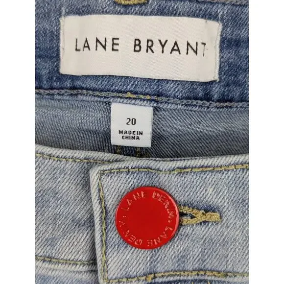 Lane Bryant sz 20 Mid Rise Boyfriend Midi Short cuffs denim rainbows 1141 - Picture 2 of 4